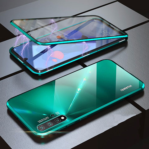 Coque Rebord Bumper Luxe Aluminum Metal Miroir 360 Degres Housse Etui pour Huawei Nova 5 Vert