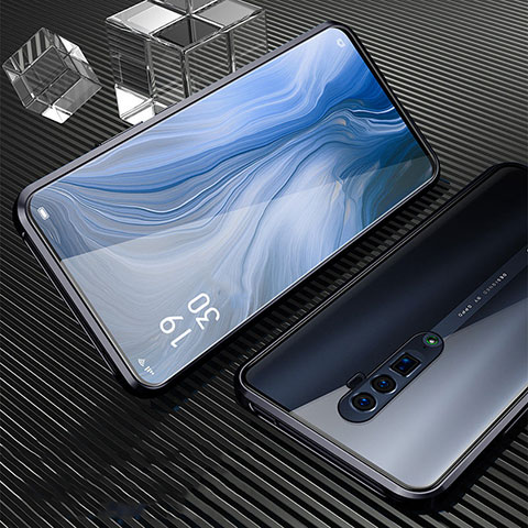 Coque Rebord Bumper Luxe Aluminum Metal Miroir 360 Degres Housse Etui pour Oppo Reno 10X Zoom Noir