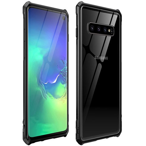 Coque Rebord Bumper Luxe Aluminum Metal Miroir 360 Degres Housse Etui pour Samsung Galaxy S10 5G Noir