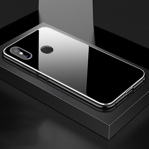 Coque Rebord Bumper Luxe Aluminum Metal Miroir 360 Degres Housse Etui pour Xiaomi Mi 8 Argent