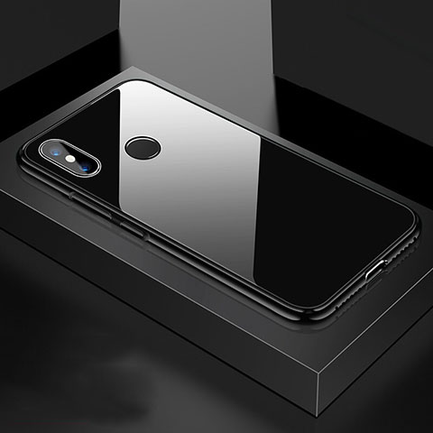 Coque Rebord Bumper Luxe Aluminum Metal Miroir 360 Degres Housse Etui pour Xiaomi Mi 8 Noir