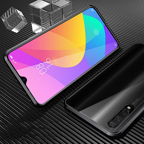 Coque Rebord Bumper Luxe Aluminum Metal Miroir 360 Degres Housse Etui pour Xiaomi Mi A3 Noir