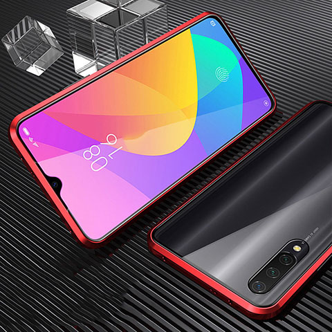 Coque Rebord Bumper Luxe Aluminum Metal Miroir 360 Degres Housse Etui pour Xiaomi Mi A3 Rouge