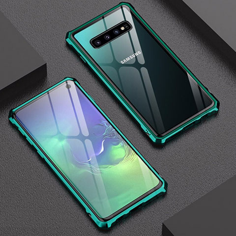 Coque Rebord Bumper Luxe Aluminum Metal Miroir Housse Etui A01 pour Samsung Galaxy S10 Vert