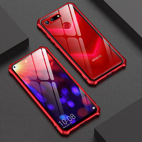 Coque Rebord Bumper Luxe Aluminum Metal Miroir Housse Etui M01 pour Huawei Honor V20 Rouge