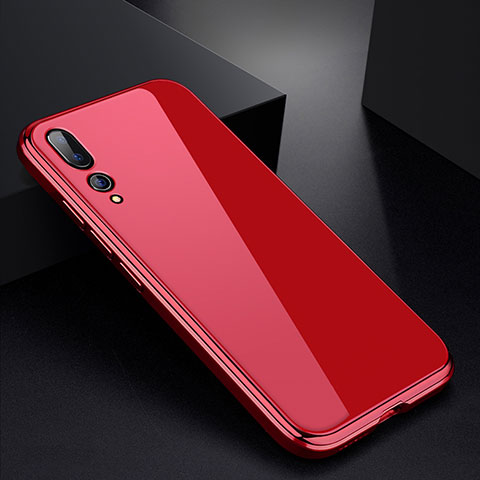 Coque Rebord Bumper Luxe Aluminum Metal Miroir Housse Etui M01 pour Huawei P20 Pro Rouge