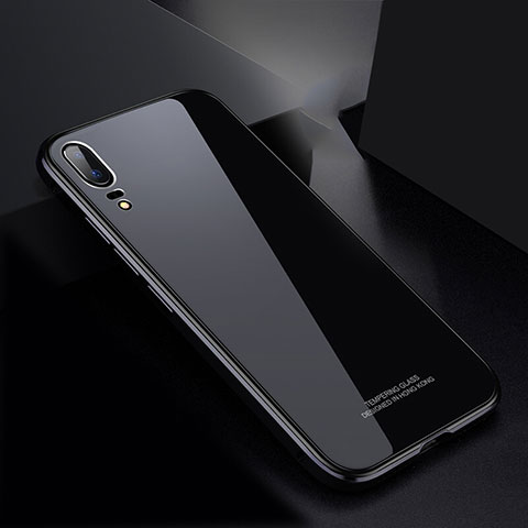 Coque Rebord Bumper Luxe Aluminum Metal Miroir Housse Etui M02 pour Huawei P20 Gris