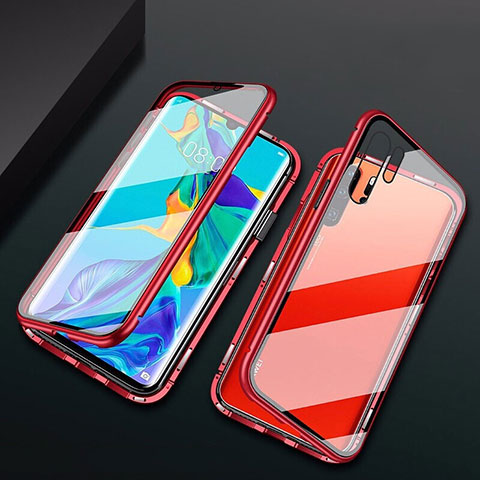 Coque Rebord Bumper Luxe Aluminum Metal Miroir Housse Etui M02 pour Huawei P30 Pro Rouge