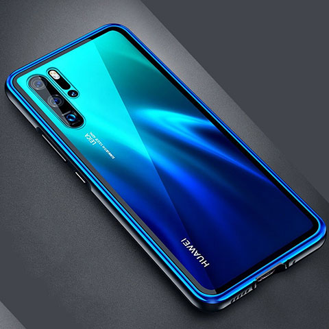 Coque Rebord Bumper Luxe Aluminum Metal Miroir Housse Etui M04 pour Huawei P30 Pro Bleu