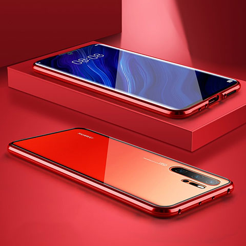 Coque Rebord Bumper Luxe Aluminum Metal Miroir Housse Etui M05 pour Huawei P30 Pro New Edition Rouge