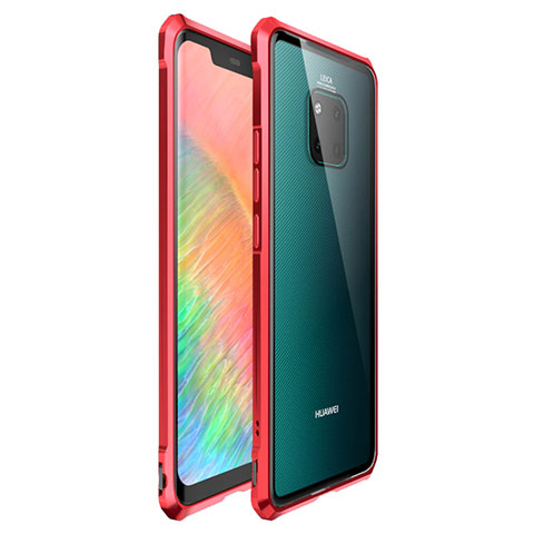 Coque Rebord Bumper Luxe Aluminum Metal Miroir Housse Etui pour Huawei Mate 20 Pro Rouge