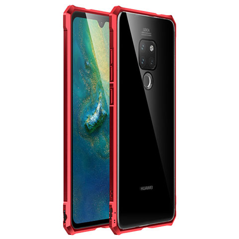 Coque Rebord Bumper Luxe Aluminum Metal Miroir Housse Etui pour Huawei Mate 20 Rouge