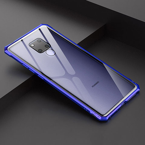Coque Rebord Bumper Luxe Aluminum Metal Miroir Housse Etui pour Huawei Mate 20 X Bleu