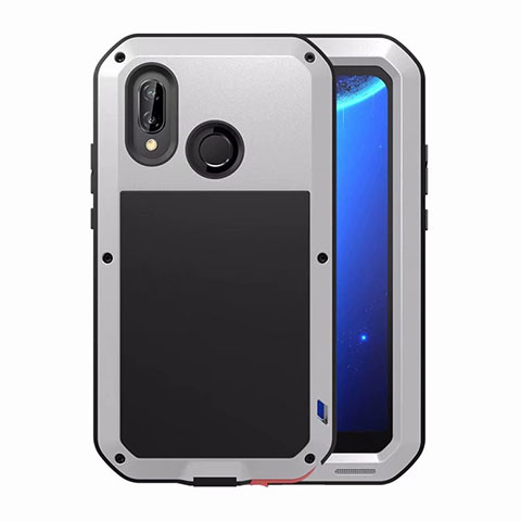 Coque Rebord Bumper Luxe Aluminum Metal Miroir Housse Etui pour Huawei Nova 3e Argent