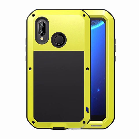 Coque Rebord Bumper Luxe Aluminum Metal Miroir Housse Etui pour Huawei Nova 3e Jaune