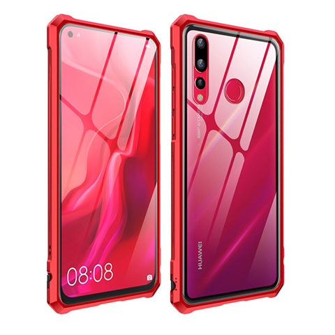 Coque Rebord Bumper Luxe Aluminum Metal Miroir Housse Etui pour Huawei Nova 4 Rouge