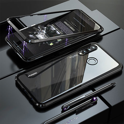 Coque Rebord Bumper Luxe Aluminum Metal Miroir Housse Etui pour Huawei Nova 4e Noir