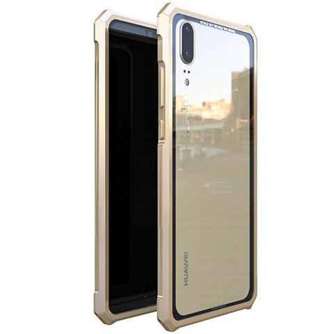 Coque Rebord Bumper Luxe Aluminum Metal Miroir Housse Etui pour Huawei P20 Or