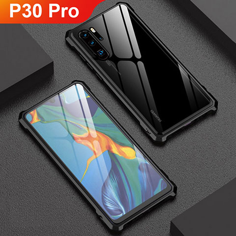 Coque Rebord Bumper Luxe Aluminum Metal Miroir Housse Etui pour Huawei P30 Pro Noir