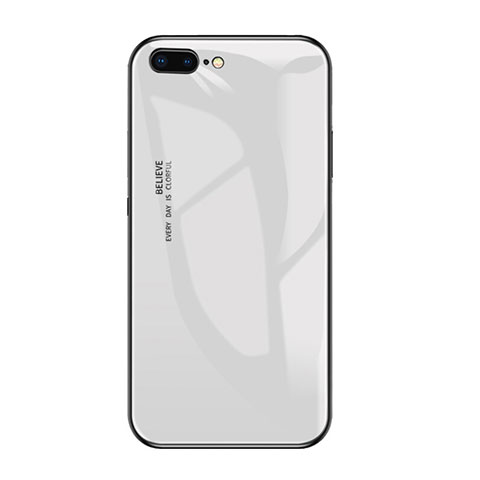 Coque Rebord Contour Silicone et Vitre Miroir Housse Etui A01 pour Apple iPhone 7 Plus Blanc