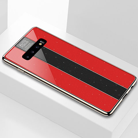 Coque Rebord Contour Silicone et Vitre Miroir Housse Etui A01 pour Samsung Galaxy S10 Rouge