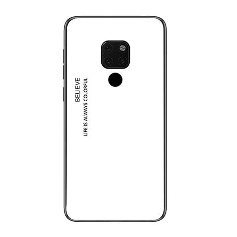 Coque Rebord Contour Silicone et Vitre Miroir Housse Etui Degrade Arc en Ciel H01 pour Huawei Mate 20 X 5G Blanc