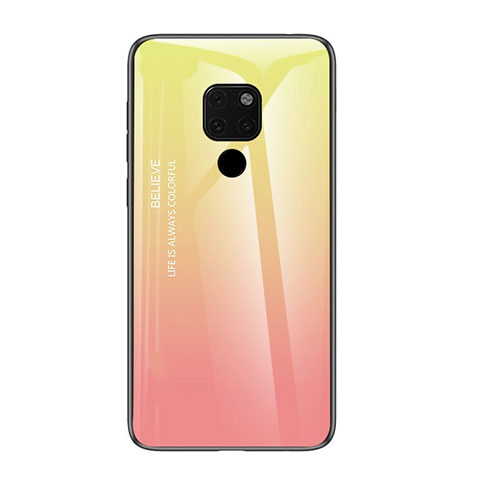 Coque Rebord Contour Silicone et Vitre Miroir Housse Etui Degrade Arc en Ciel H01 pour Huawei Mate 20 X 5G Rose