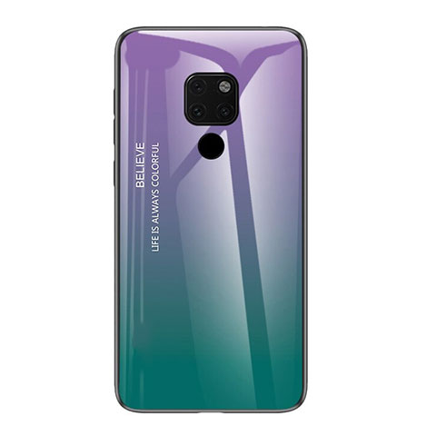 Coque Rebord Contour Silicone et Vitre Miroir Housse Etui Degrade Arc en Ciel H01 pour Huawei Mate 20 X 5G Violet