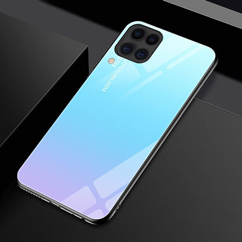 Coque Rebord Contour Silicone et Vitre Miroir Housse Etui Degrade Arc en Ciel H01 pour Huawei Nova 6 SE Bleu Ciel