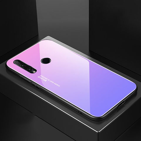 Coque Rebord Contour Silicone et Vitre Miroir Housse Etui Degrade Arc en Ciel H01 pour Huawei P Smart+ Plus (2019) Violet