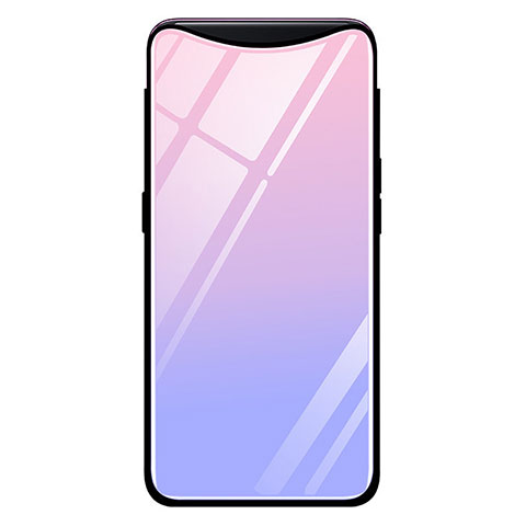 Coque Rebord Contour Silicone et Vitre Miroir Housse Etui Degrade Arc en Ciel H01 pour Oppo Find X Rose