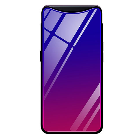 Coque Rebord Contour Silicone et Vitre Miroir Housse Etui Degrade Arc en Ciel H01 pour Oppo Find X Violet