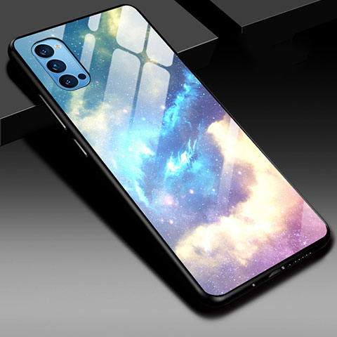 Coque Rebord Contour Silicone et Vitre Miroir Housse Etui Degrade Arc en Ciel H01 pour Oppo Reno4 Pro 5G Colorful