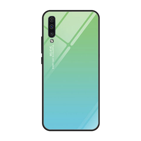 Coque Rebord Contour Silicone et Vitre Miroir Housse Etui Degrade Arc en Ciel H01 pour Samsung Galaxy A70S Vert