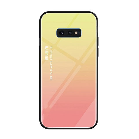 Coque Rebord Contour Silicone et Vitre Miroir Housse Etui Degrade Arc en Ciel H01 pour Samsung Galaxy S10e Rose