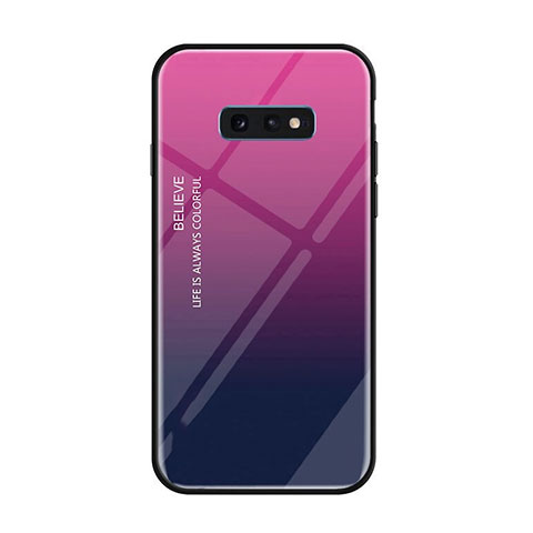 Coque Rebord Contour Silicone et Vitre Miroir Housse Etui Degrade Arc en Ciel H01 pour Samsung Galaxy S10e Rose Rouge