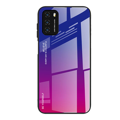 Coque Rebord Contour Silicone et Vitre Miroir Housse Etui Degrade Arc en Ciel H01 pour Xiaomi Poco M3 Rose Rouge