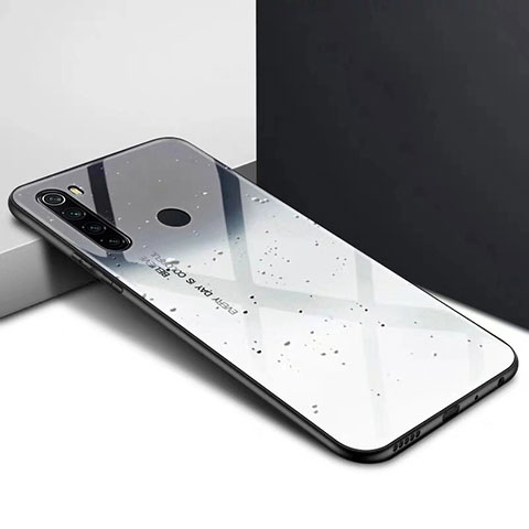 Coque Rebord Contour Silicone et Vitre Miroir Housse Etui Degrade Arc en Ciel H01 pour Xiaomi Redmi Note 8T Argent