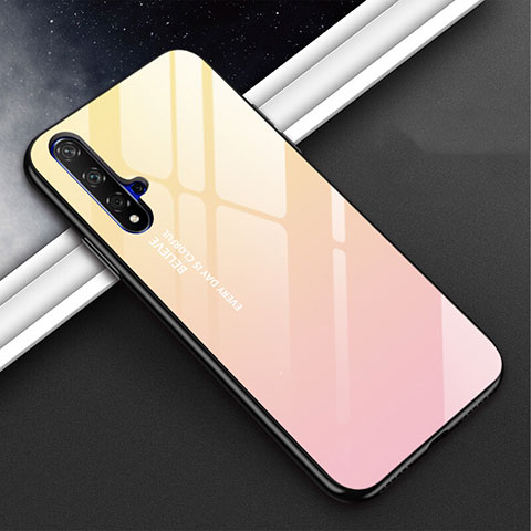 Coque Rebord Contour Silicone et Vitre Miroir Housse Etui Degrade Arc en Ciel H02 pour Huawei Nova 5 Pro Rose