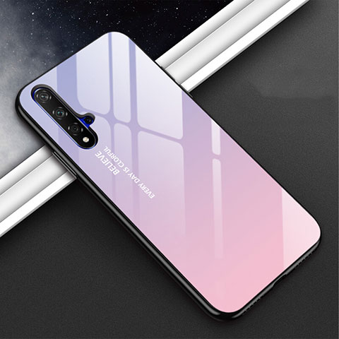 Coque Rebord Contour Silicone et Vitre Miroir Housse Etui Degrade Arc en Ciel H02 pour Huawei Nova 5 Pro Violet