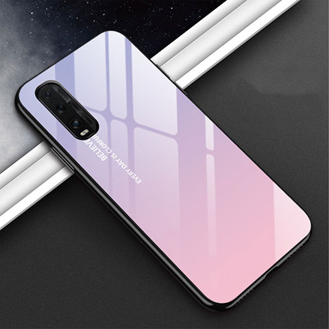 Coque Rebord Contour Silicone et Vitre Miroir Housse Etui Degrade Arc en Ciel H02 pour Oppo Find X2 Violet