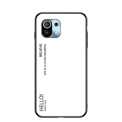 Coque Rebord Contour Silicone et Vitre Miroir Housse Etui Degrade Arc en Ciel H02 pour Xiaomi Mi 11 Lite 4G Blanc