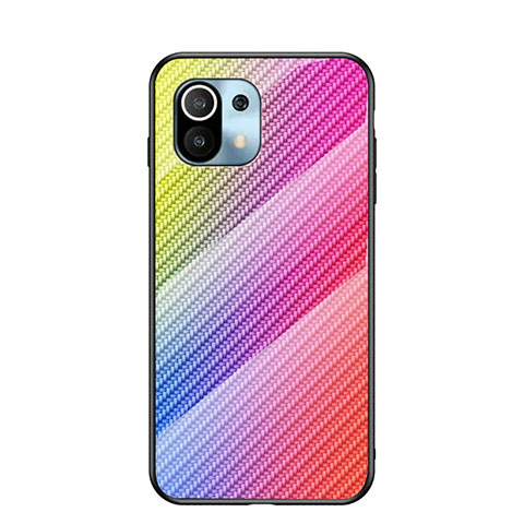 Coque Rebord Contour Silicone et Vitre Miroir Housse Etui Degrade Arc en Ciel H03 pour Xiaomi Mi 11 Lite 4G Colorful