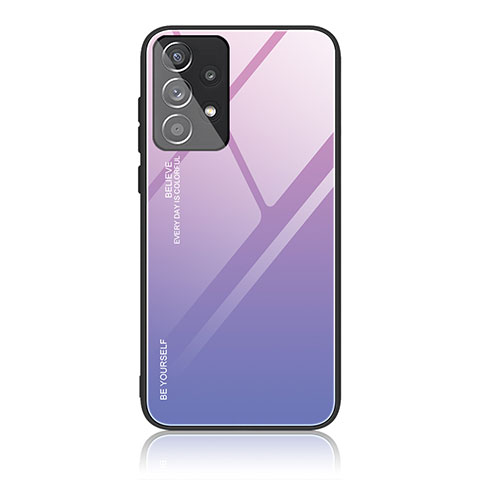 Coque Rebord Contour Silicone et Vitre Miroir Housse Etui Degrade Arc en Ciel JD1 pour Samsung Galaxy A33 5G Violet Clair