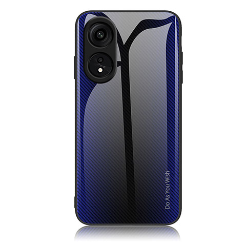 Coque Rebord Contour Silicone et Vitre Miroir Housse Etui Degrade Arc en Ciel JM1 pour Huawei Honor X5 Plus Bleu Royal