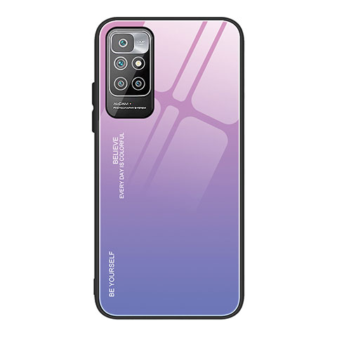 Coque Rebord Contour Silicone et Vitre Miroir Housse Etui Degrade Arc en Ciel JM1 pour Xiaomi Redmi 10 (2022) Violet Clair