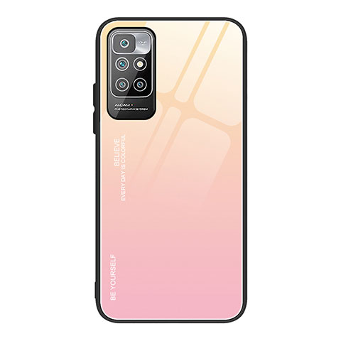 Coque Rebord Contour Silicone et Vitre Miroir Housse Etui Degrade Arc en Ciel JM1 pour Xiaomi Redmi 10 4G Rose