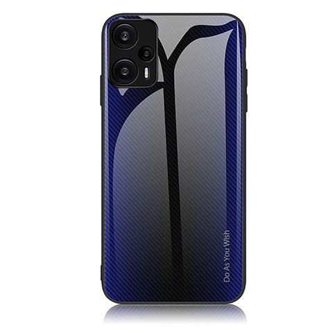 Coque Rebord Contour Silicone et Vitre Miroir Housse Etui Degrade Arc en Ciel JM1 pour Xiaomi Redmi Note 12 Turbo 5G Bleu Royal