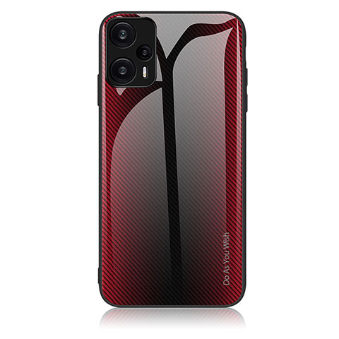 Coque Rebord Contour Silicone et Vitre Miroir Housse Etui Degrade Arc en Ciel JM1 pour Xiaomi Redmi Note 12 Turbo 5G Rouge