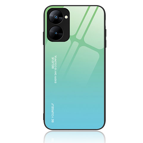 Coque Rebord Contour Silicone et Vitre Miroir Housse Etui Degrade Arc en Ciel JM2 pour Realme 10S 5G Vert